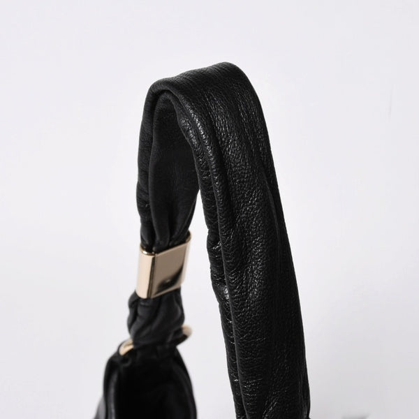 極美品 YVES SAINT LAURENT イヴサンローラン サントロぺ レザーバッグ ハンドバッグ 122245 ブラック シルバー金具 中古 4a006504