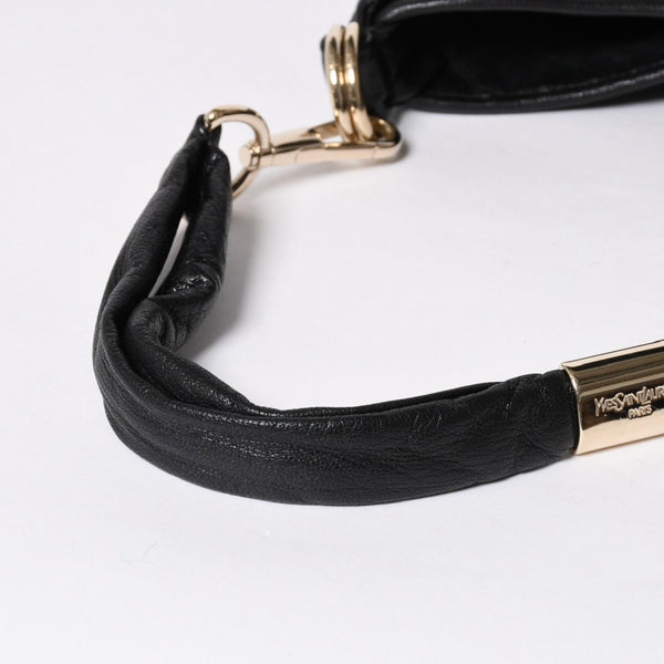極美品 YVES SAINT LAURENT イヴサンローラン サントロぺ レザーバッグ ハンドバッグ 122245 ブラック シルバー金具 中古 4a006504