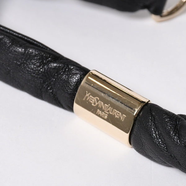 極美品 YVES SAINT LAURENT イヴサンローラン サントロぺ レザーバッグ ハンドバッグ 122245 ブラック シルバー金具 中古 4a006504