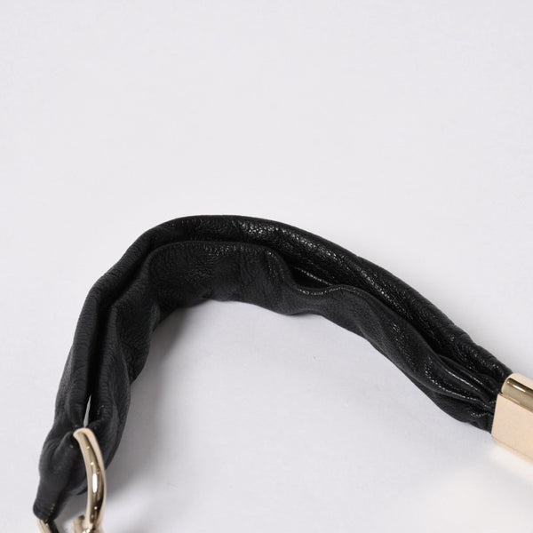 極美品 YVES SAINT LAURENT イヴサンローラン サントロぺ レザーバッグ ハンドバッグ 122245 ブラック シルバー金具 中古 4a006504