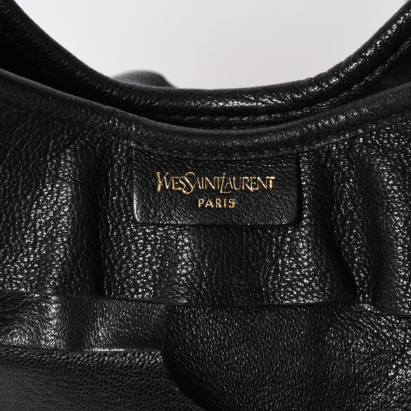 極美品 YVES SAINT LAURENT イヴサンローラン サントロぺ レザーバッグ ハンドバッグ 122245 ブラック シルバー金具 中古 4a006504