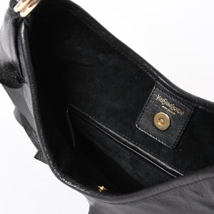 極美品 YVES SAINT LAURENT イヴサンローラン サントロぺ レザーバッグ ハンドバッグ 122245 ブラック シルバー金具 中古 4a006504