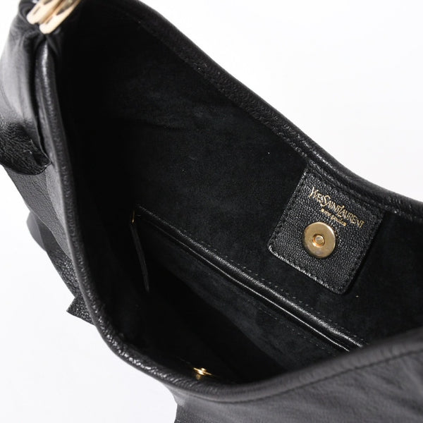 極美品 YVES SAINT LAURENT イヴサンローラン サントロぺ レザーバッグ ハンドバッグ 122245 ブラック シルバー金具 中古 4a006504