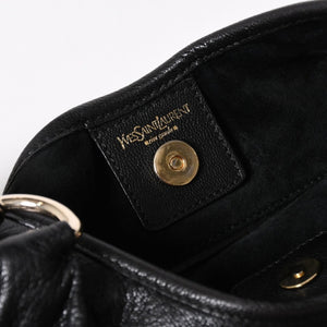 極美品 YVES SAINT LAURENT イヴサンローラン サントロぺ レザーバッグ ハンドバッグ 122245 ブラック シルバー金具 中古 4a006504