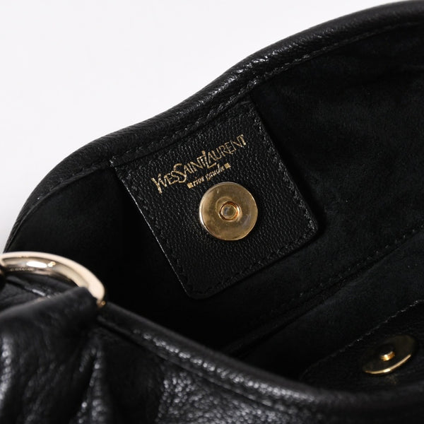 極美品 YVES SAINT LAURENT イヴサンローラン サントロぺ レザーバッグ ハンドバッグ 122245 ブラック シルバー金具 中古 4a006504