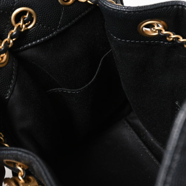新品同様 CHANEL シャネル CHANEL 25 ミディアム チェーンワンショルダーバッグ AS5311 ココマーク キャビアスキン ブラック 中古 4a006936