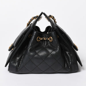 新品同様 CHANEL シャネル CHANEL 25 ミディアム チェーンワンショルダーバッグ AS5311 ココマーク キャビアスキン ブラック 中古 4a006936