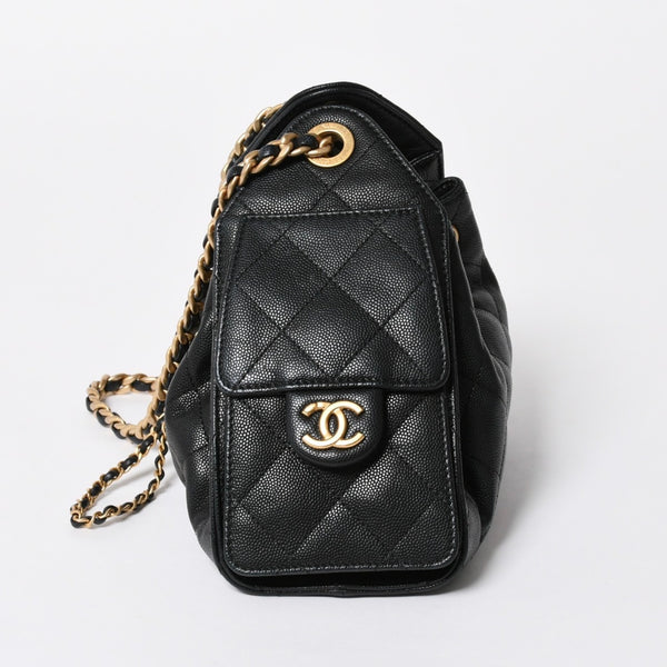 新品同様 CHANEL シャネル CHANEL 25 ミディアム チェーンワンショルダーバッグ AS5311 ココマーク キャビアスキン ブラック 中古 4a006936