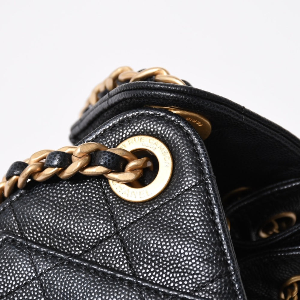 Like new CHANEL CHANEL 25 medium chain one shoulder bag AS5311 Coco mark caviar skin black used 4a006936