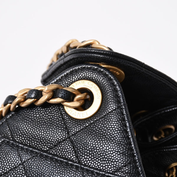 新品同様 CHANEL シャネル CHANEL 25 ミディアム チェーンワンショルダーバッグ AS5311 ココマーク キャビアスキン ブラック 中古 4a006936
