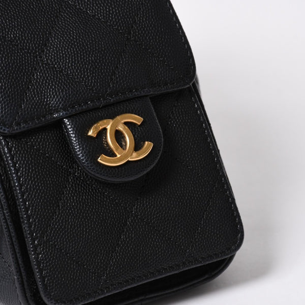 新品同様 CHANEL シャネル CHANEL 25 ミディアム チェーンワンショルダーバッグ AS5311 ココマーク キャビアスキン ブラック 中古 4a006936
