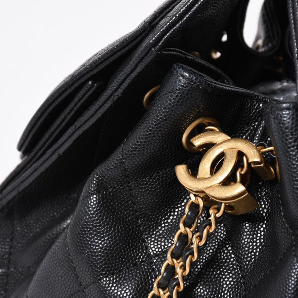 新品同様 CHANEL シャネル CHANEL 25 ミディアム チェーンワンショルダーバッグ AS5311 ココマーク キャビアスキン ブラック 中古 4a006936