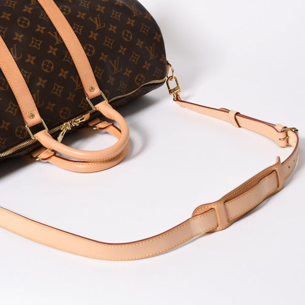 新品同様 LOUIS VUITTON ルイヴィトン モノグラム キーポル45 ボストンバッグ M41428 モノグラムキャンバス ヌメ革 ブラウン ゴールド金具 中古 4a006938