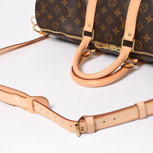 新品同様 LOUIS VUITTON ルイヴィトン モノグラム キーポル45 ボストンバッグ M41428 モノグラムキャンバス ヌメ革 ブラウン ゴールド金具 中古 4a006938