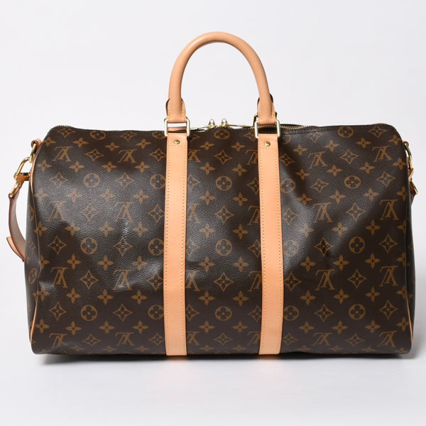 新品同様 LOUIS VUITTON ルイヴィトン モノグラム キーポル45 ボストンバッグ M41428 モノグラムキャンバス ヌメ革 ブラウン ゴールド金具 中古 4a006938