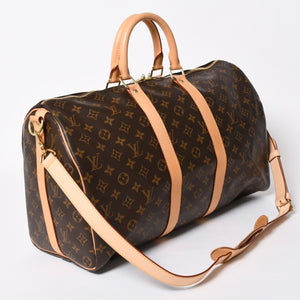 新品同様 LOUIS VUITTON ルイヴィトン モノグラム キーポル45 ボストンバッグ M41428 モノグラムキャンバス ヌメ革 ブラウン ゴールド金具 中古 4a006938