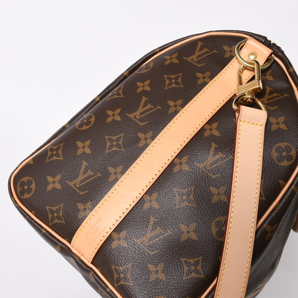 新品同様 LOUIS VUITTON ルイヴィトン モノグラム キーポル45 ボストンバッグ M41428 モノグラムキャンバス ヌメ革 ブラウン ゴールド金具 中古 4a006938