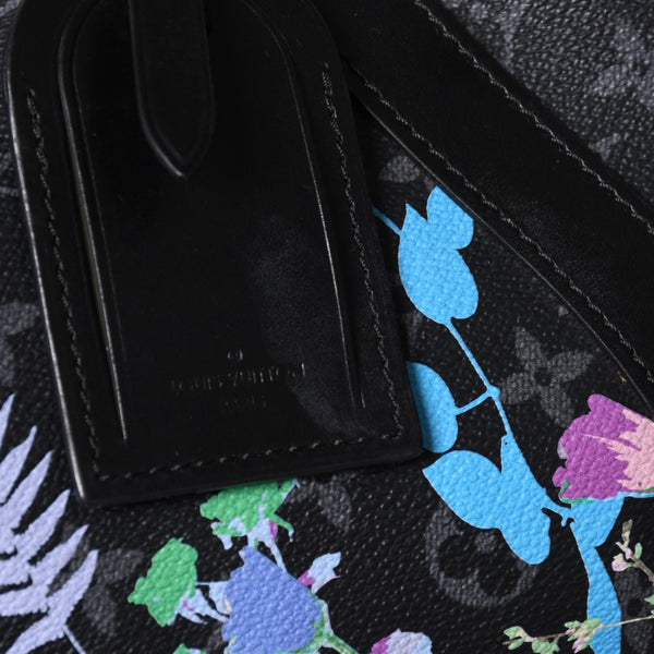 極美品 LOUIS VUITTON ルイヴィトン キーポル バンドリエール50 ボストンバッグ M45062 モノグラム エクリプス フローラル ブラック 中古 4a006945