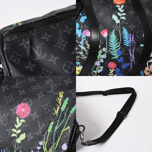 極美品 LOUIS VUITTON ルイヴィトン キーポル バンドリエール50 ボストンバッグ M45062 モノグラム エクリプス フローラル ブラック 中古 4a006945