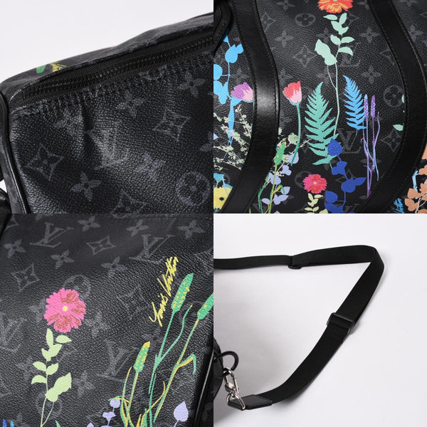 極美品 LOUIS VUITTON ルイヴィトン キーポル バンドリエール50 ボストンバッグ M45062 モノグラム エクリプス フローラル ブラック 中古 4a006945