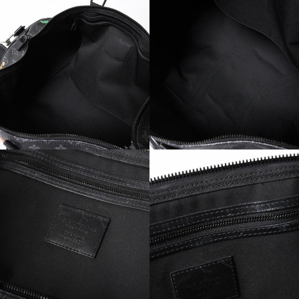 極美品 LOUIS VUITTON ルイヴィトン キーポル バンドリエール50 ボストンバッグ M45062 モノグラム エクリプス フローラル ブラック 中古 4a006945