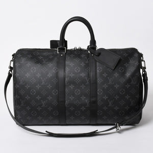 極美品 LOUIS VUITTON ルイヴィトン キーポルバンドリエール45 M40569 モノグラムエクリプスキャンバス ブラック レザー 中古 4a007181