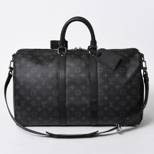 極美品 LOUIS VUITTON ルイヴィトン キーポルバンドリエール45 M40569 モノグラムエクリプスキャンバス ブラック レザー 中古 4a007181