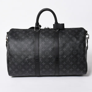 極美品 LOUIS VUITTON ルイヴィトン キーポルバンドリエール45 M40569 モノグラムエクリプスキャンバス ブラック レザー 中古 4a007181
