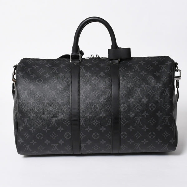 極美品 LOUIS VUITTON ルイヴィトン キーポルバンドリエール45 M40569 モノグラムエクリプスキャンバス ブラック レザー 中古 4a007181