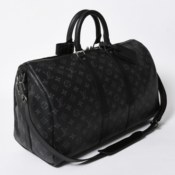 極美品 LOUIS VUITTON ルイヴィトン キーポルバンドリエール45 M40569 モノグラムエクリプスキャンバス ブラック レザー 中古 4a007181