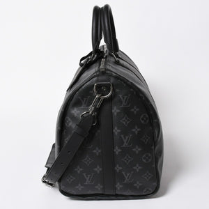 極美品 LOUIS VUITTON ルイヴィトン キーポルバンドリエール45 M40569 モノグラムエクリプスキャンバス ブラック レザー 中古 4a007181