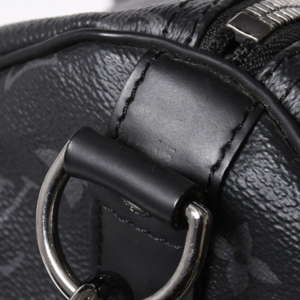 極美品 LOUIS VUITTON ルイヴィトン キーポルバンドリエール45 M40569 モノグラムエクリプスキャンバス ブラック レザー 中古 4a007181