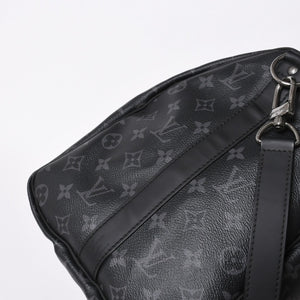 極美品 LOUIS VUITTON ルイヴィトン キーポルバンドリエール45 M40569 モノグラムエクリプスキャンバス ブラック レザー 中古 4a007181