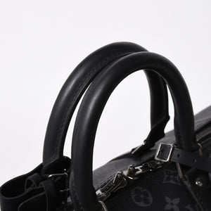 極美品 LOUIS VUITTON ルイヴィトン キーポルバンドリエール45 M40569 モノグラムエクリプスキャンバス ブラック レザー 中古 4a007181
