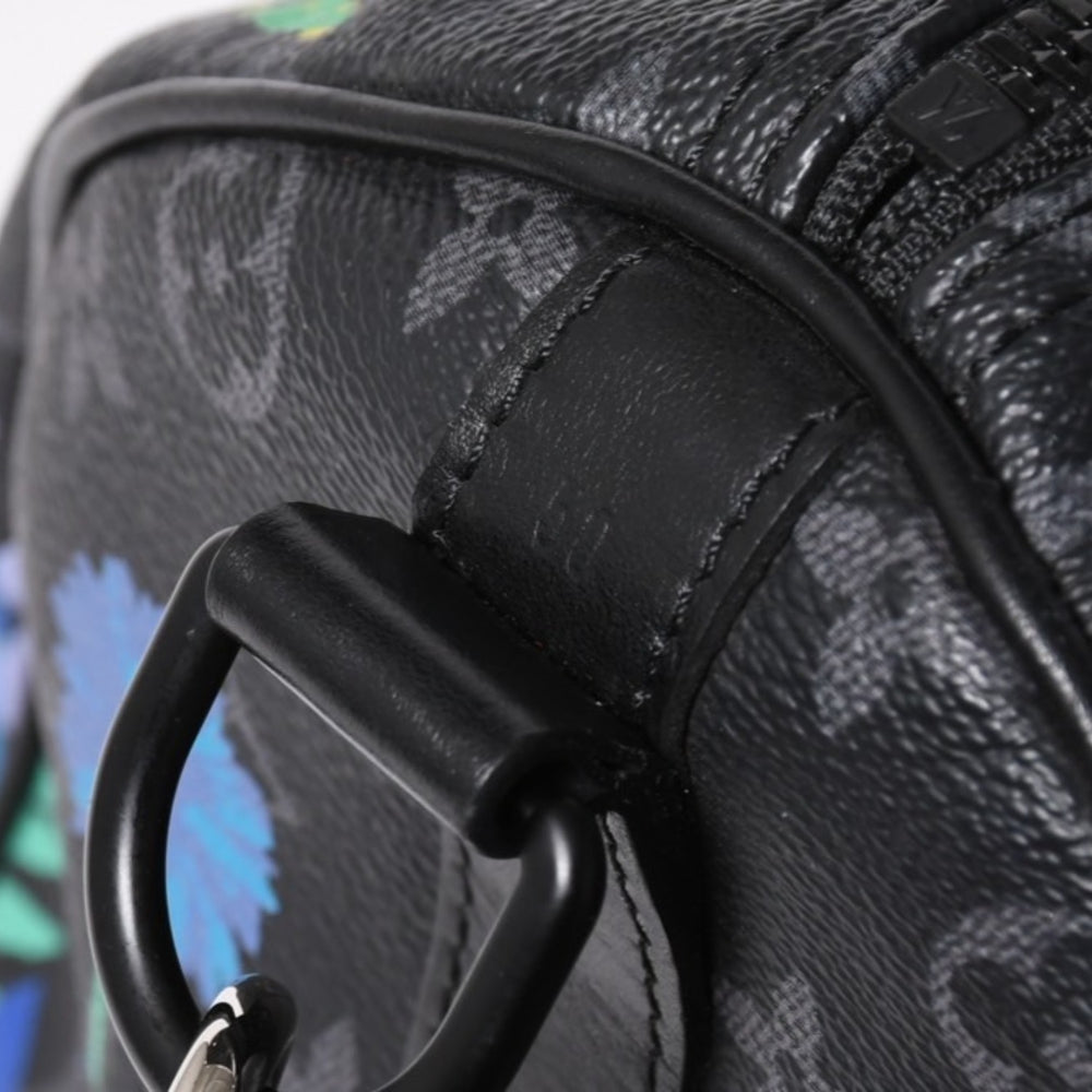 極美品 LOUIS VUITTON ルイヴィトン キーポル バンドリエール50 ボストンバッグ M45062 モノグラム エクリプス フローラル ブラック 中古 4a006945