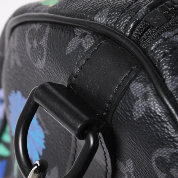 極美品 LOUIS VUITTON ルイヴィトン キーポル バンドリエール50 ボストンバッグ M45062 モノグラム エクリプス フローラル ブラック 中古 4a006945