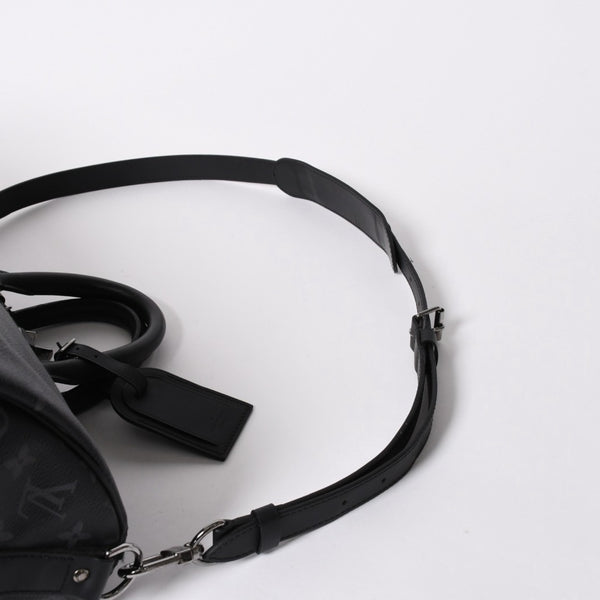 極美品 LOUIS VUITTON ルイヴィトン キーポルバンドリエール45 M40569 モノグラムエクリプスキャンバス ブラック レザー 中古 4a007181