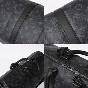 極美品 LOUIS VUITTON ルイヴィトン キーポルバンドリエール45 M40569 モノグラムエクリプスキャンバス ブラック レザー 中古 4a007181