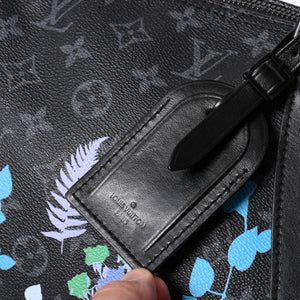 極美品 LOUIS VUITTON ルイヴィトン キーポル バンドリエール50 ボストンバッグ M45062 モノグラム エクリプス フローラル ブラック 中古 4a006945