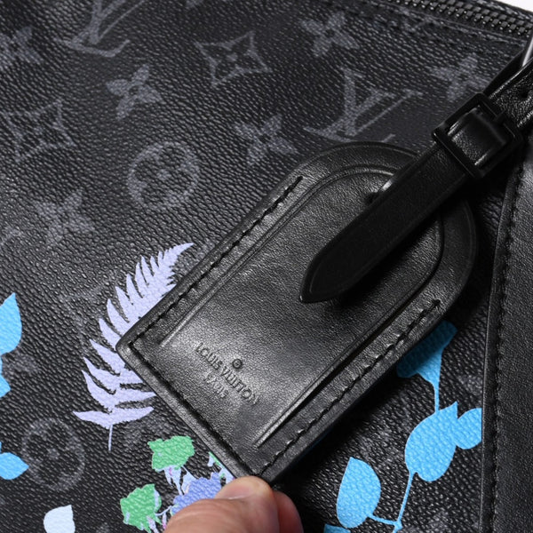極美品 LOUIS VUITTON ルイヴィトン キーポル バンドリエール50 ボストンバッグ M45062 モノグラム エクリプス フローラル ブラック 中古 4a006945