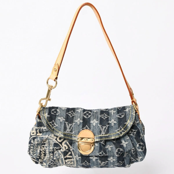 極美品 LOUIS VUITTON ルイヴィトン ミニプリーティ レイエ ショルダーバッグ M95333 モノグラムデニム ブルー 中古 4a006952