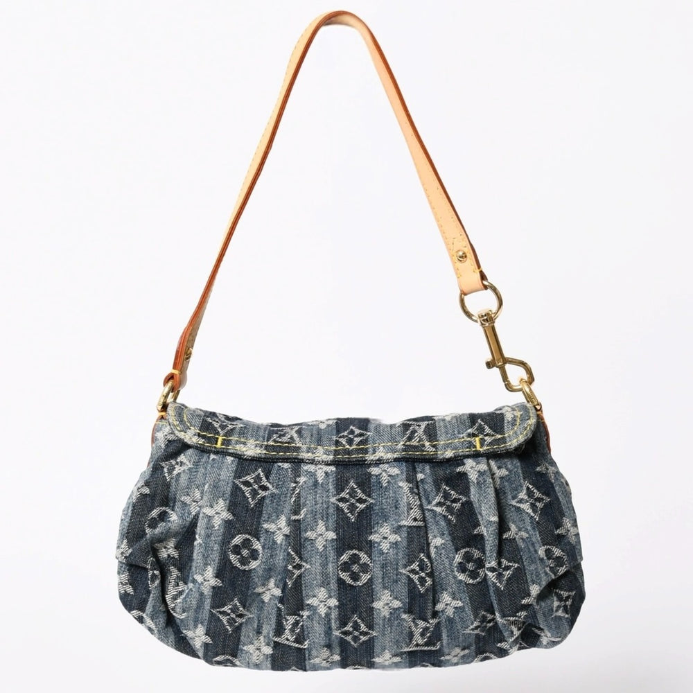 極美品 LOUIS VUITTON ルイヴィトン ミニプリーティ レイエ ショルダーバッグ M95333 モノグラムデニム ブルー 中古 4a006952