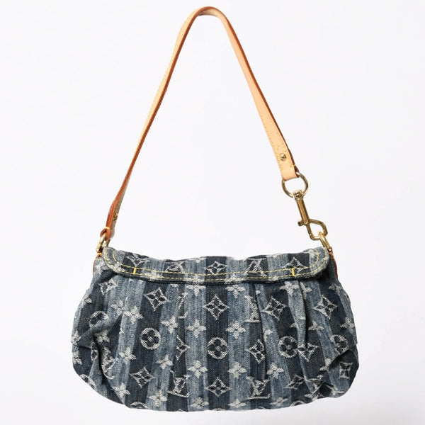 極美品 LOUIS VUITTON ルイヴィトン ミニプリーティ レイエ ショルダーバッグ M95333 モノグラムデニム ブルー 中古 4a006952