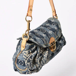 極美品 LOUIS VUITTON ルイヴィトン ミニプリーティ レイエ ショルダーバッグ M95333 モノグラムデニム ブルー 中古 4a006952