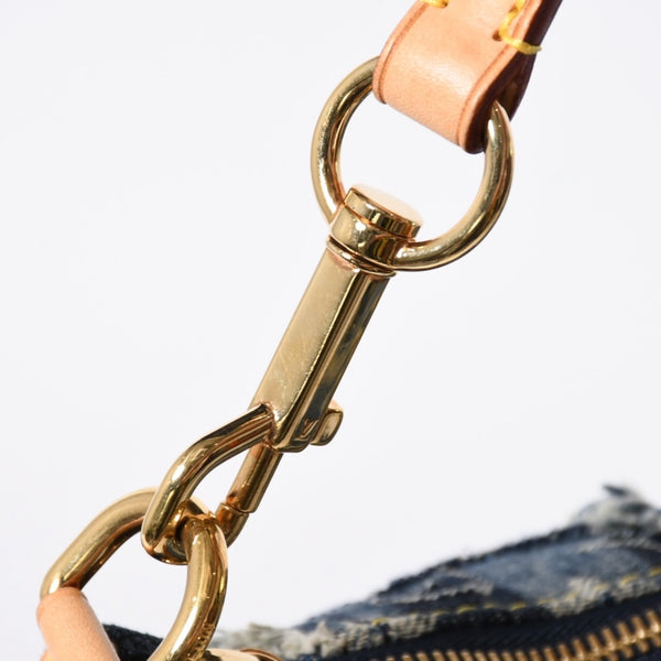 新品同様品 LOUISVUITTON ルイヴィトン パウチィ ワンショルダーバッグ M95382 パッチワーク モノグラムデニム ブルー 中古 4a006993