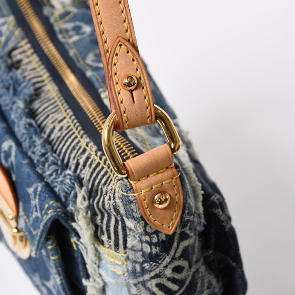 新品同様品 LOUISVUITTON ルイヴィトン パウチィ ワンショルダーバッグ M95382 パッチワーク モノグラムデニム ブルー 中古 4a006993