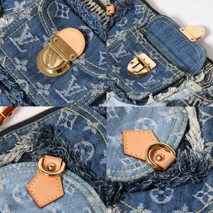 新品同様品 LOUISVUITTON ルイヴィトン パウチィ ワンショルダーバッグ M95382 パッチワーク モノグラムデニム ブルー 中古 4a006993