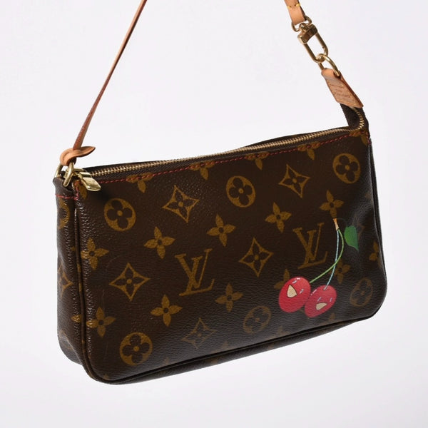 極美品 LOUIS VUITTON ルイヴィトン モノグラム チェリー ポシェットアクセソワール アクセサリーポーチ 村上隆 M95008 中古 4a006983