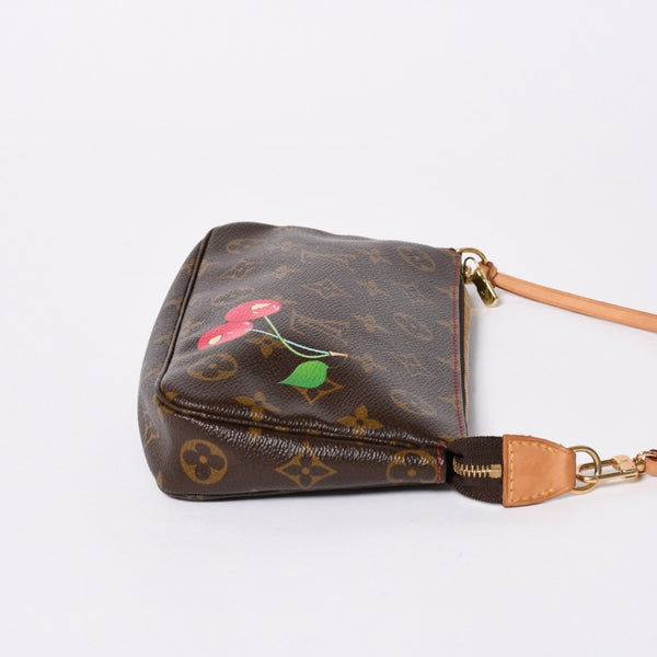 極美品 LOUIS VUITTON ルイヴィトン モノグラム チェリー ポシェットアクセソワール アクセサリーポーチ 村上隆 M95008 中古 4a006983