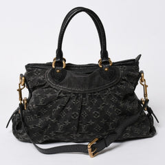 極美品 LOUIS VUITTON ルイヴィトン ネオカヴィ MM 2WAYバッグ M95351 モノグラム デニム ブラック ゴールド金具 中古 4a006996